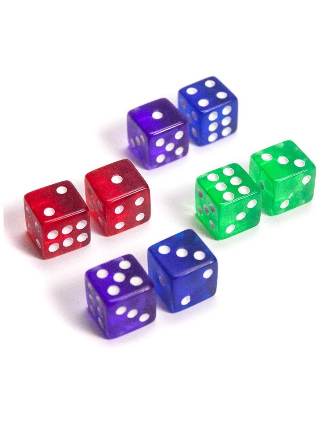 Juego de 8 dados 16mm en acrílico translúcido de alta calidad colores