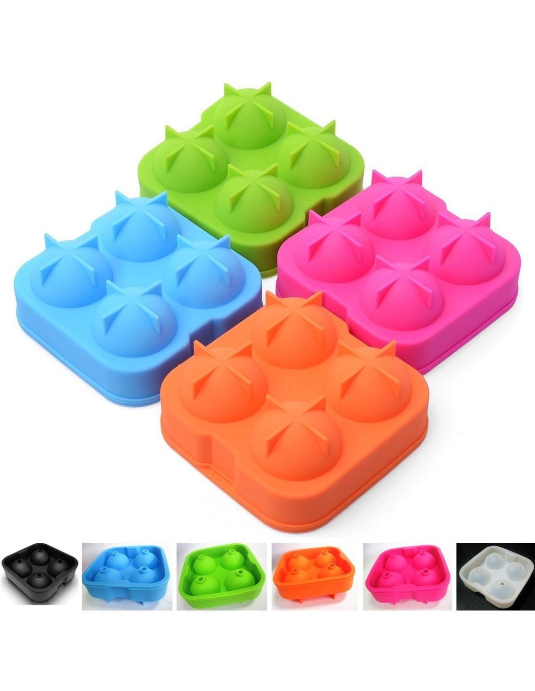 Molde de silicona para hacer 4 esferas de hielo 2" enfriar el whisky