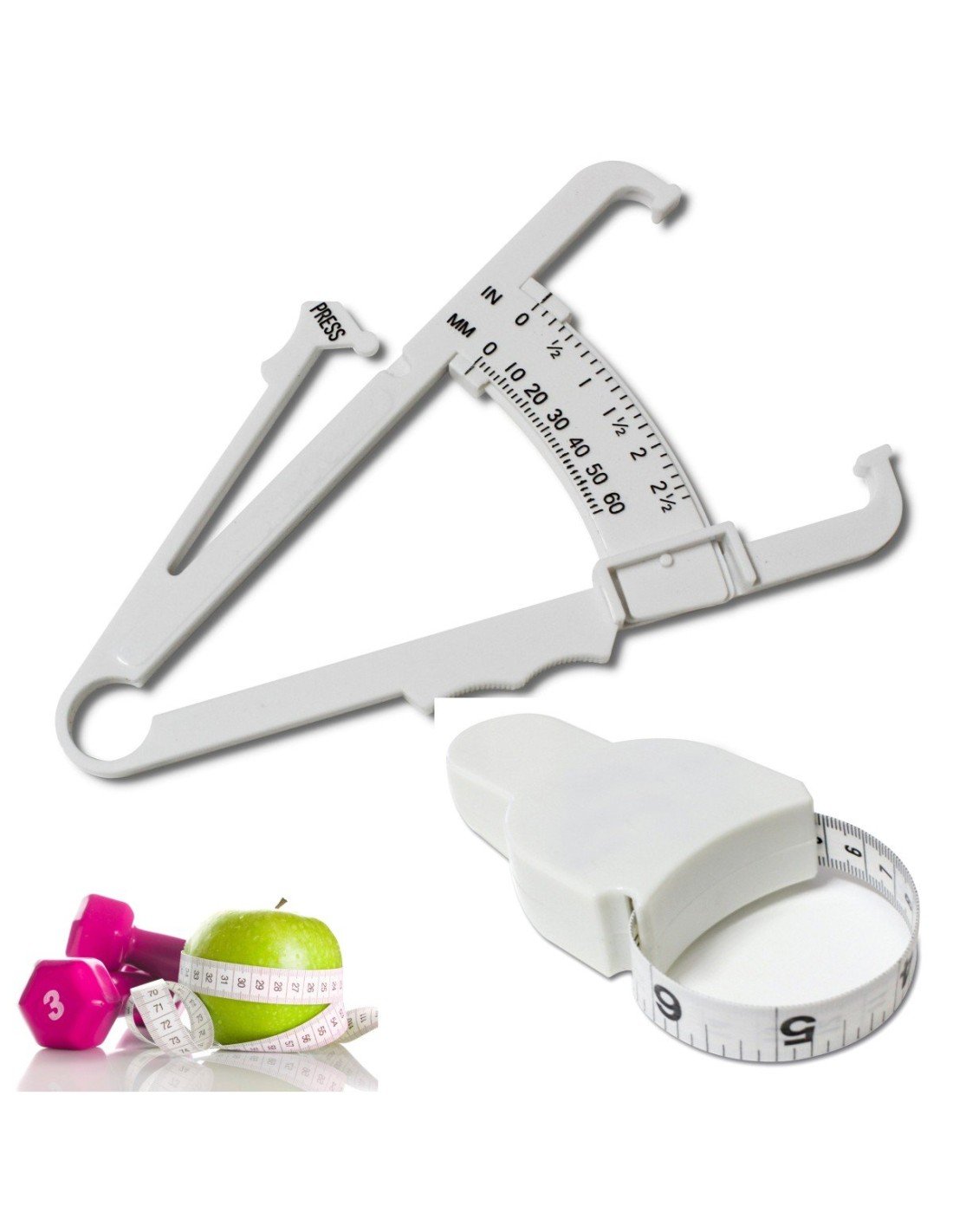 Kit Fitness Control Adipómetro Cinta Métrica medidores grasa corporal