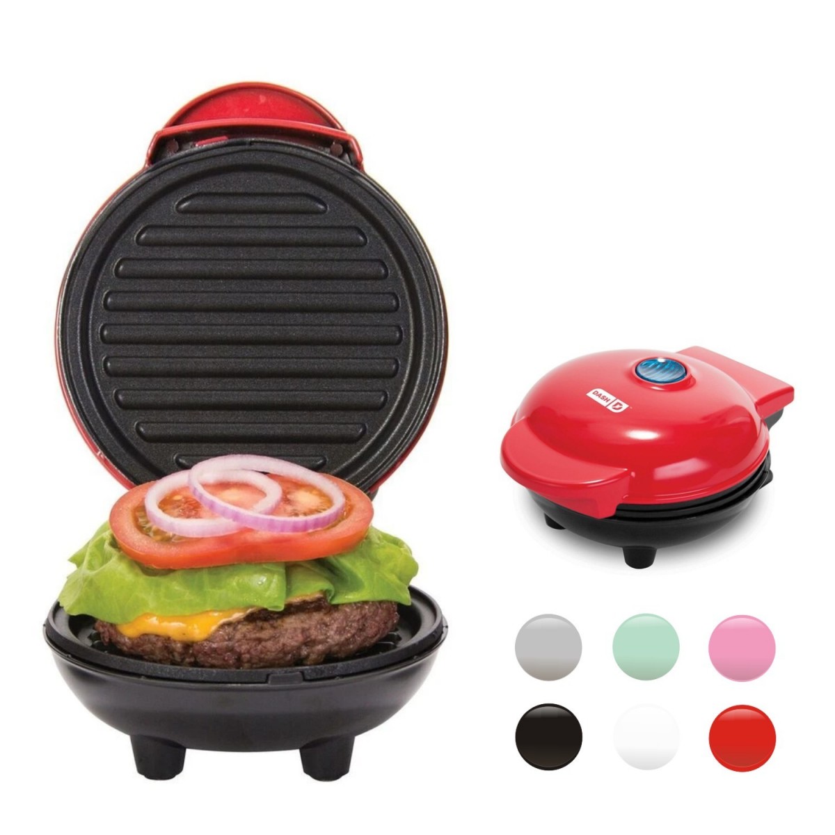 ⭐ Dash Mini Maker Grill Parrilla hamburguesa Electric Grill Color Rojo  Voltaje 110V