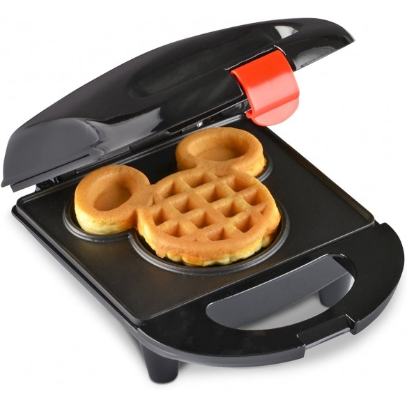 ⭐ Máquina Para Hacer Waffles Disney Micky Mouse Waflera !! Color Negro  Voltaje 110V