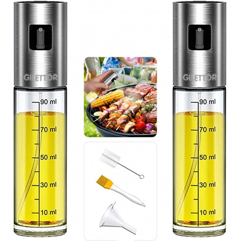  Pulverizador de aceite para cocinar: rociador de aceite de  oliva de vidrio de 6.8 fl oz, botella de spray de aceite de oliva,  accesorios de cocina para freidora de aire, rociador