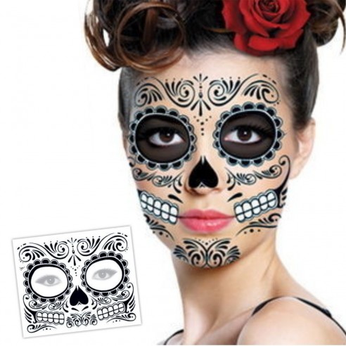 Tatuaje temporal Máscara Dia de los Muertos Roses