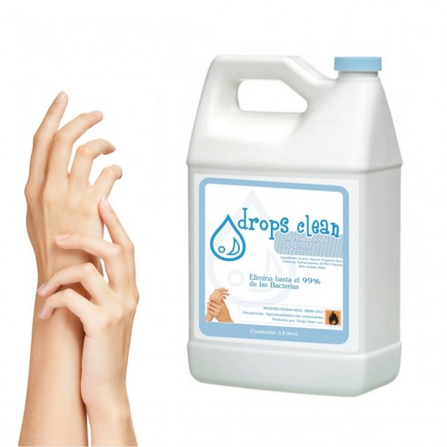 Un Galón de Gel AntiBacterial Drops Clean limpia y desinfecta tus manos (Un Galón)