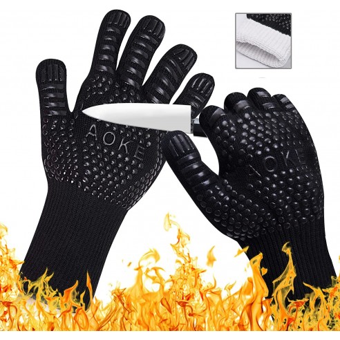 Premium par de resistente al calor de silicona barbacoa guantes grado comercial chimenea y más ideal para uso w/su parrilla horno fumador 