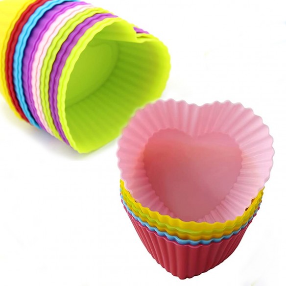⭐ Setx12 Moldes de silicona Corazon para cupcakes Muffin Magdalenas Color  Multicolor