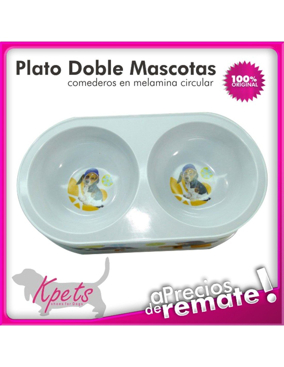 Comedero para mascotas plato doble diseño Circular en melamina