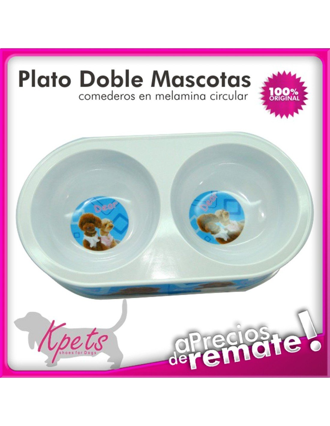 Comedero para mascotas plato doble diseño Circular en melamina
