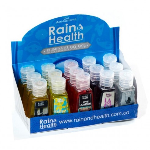 Un Kit de Gel AntiBacterial Rain Health limpia y desinfecta tus manos (15 unidades)